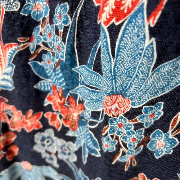 J Jill Blouse Womens Size Small Red, White & Blue Floral 100% Linen Sarasa Top - Picture 9 of 15